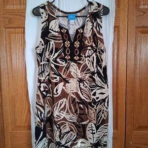 Leaf Print Sleeveless Blouse